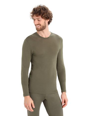 Men's Icebreaker Merino 175 Everyday Long Sleeve Crewe Thermal Top Base Layers Loden | CA 1573EBCX